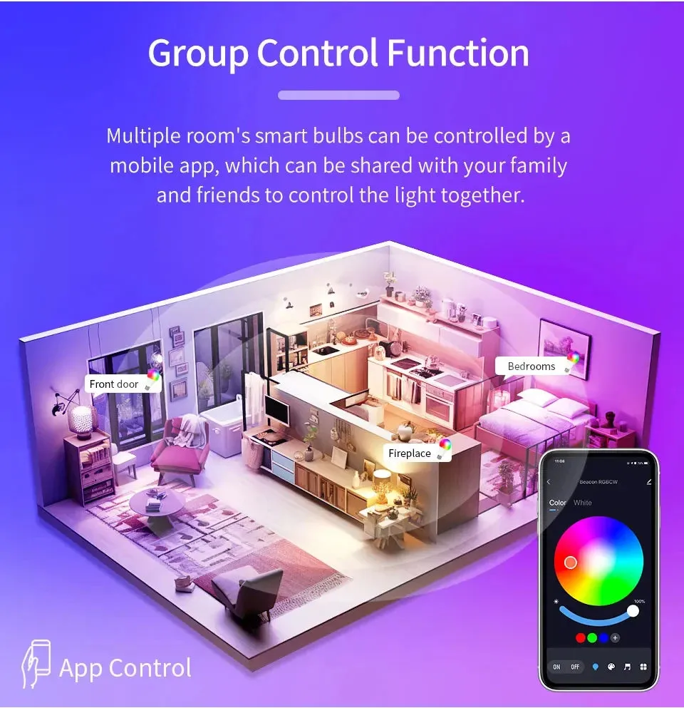 💡 Tuya LED Smart Light Bulbs | RGB   White | 9W Bluetooth Smart Lamp for Home | Remote Control & Group Control | E27