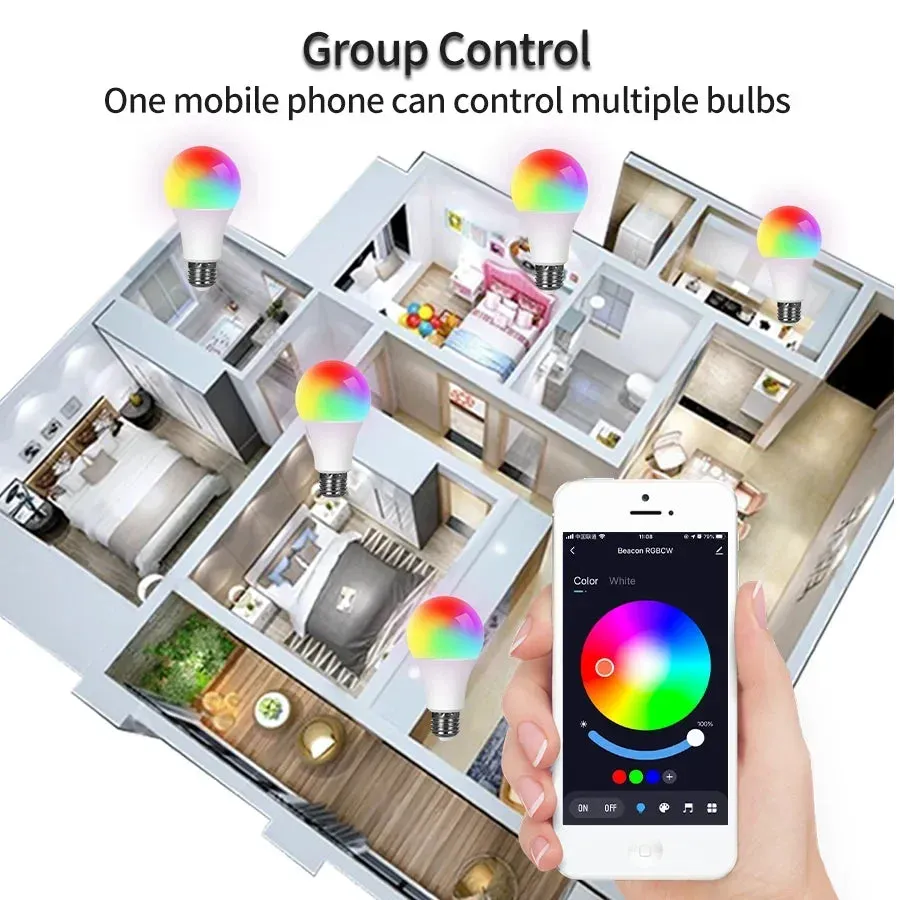 💡 Tuya LED Smart Light Bulbs | RGB   White | 9W Bluetooth Smart Lamp for Home | Remote Control & Group Control | E27