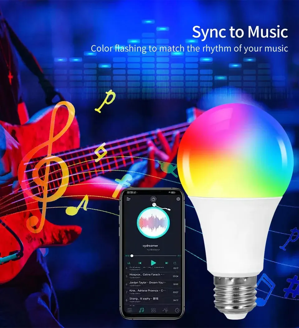 💡 Tuya LED Smart Light Bulbs | RGB   White | 9W Bluetooth Smart Lamp for Home | Remote Control & Group Control | E27