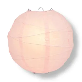 12" Rose Quartz Pink Round Paper Lantern, Crisscross Ribbing, Chinese Hanging Wedding & Party Decoration