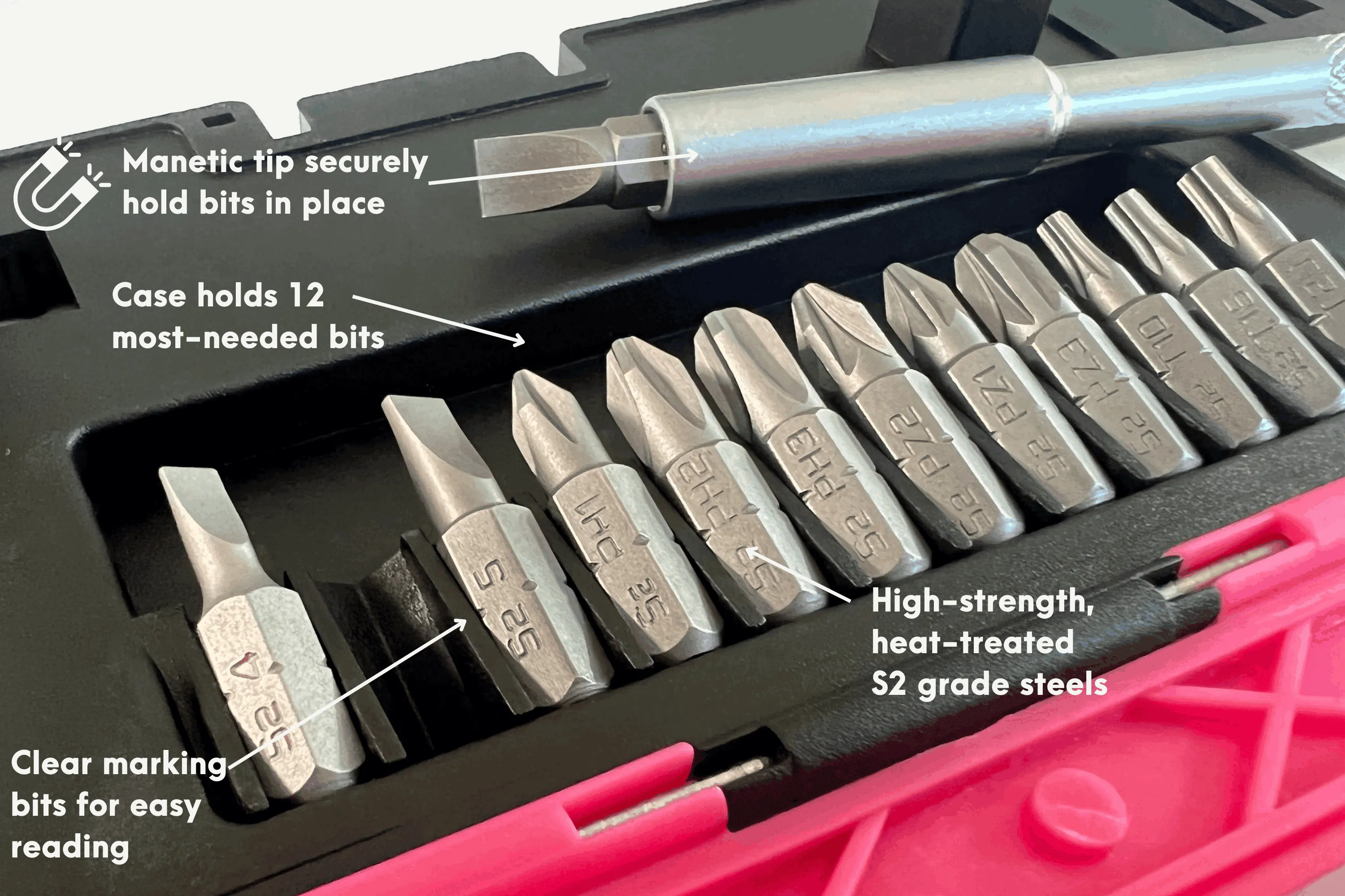 13-in-1 Ratcheting Screwdriver with Bit Set – Pink -- DT5021P