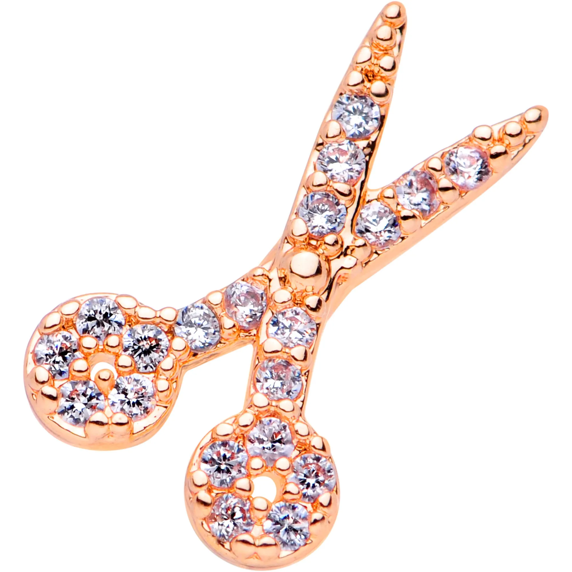 16 Gauge 1/4 Clear CZ Gem Rose Gold Tone Scissors Cartilage Tragus