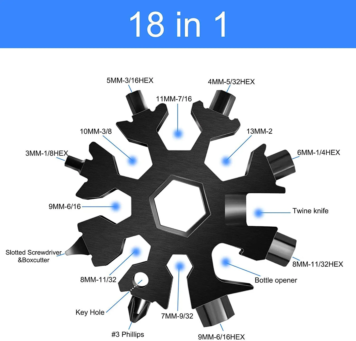 18 in 1 Snowflake Multitool Mens Stocking Stuffers Adult Christmas Gifts,Snowflake Multi Tool Snowflake Wrench /Flat Phillips Screwdriver,Outdoor Travel Camping Adventure Snowflake Tool