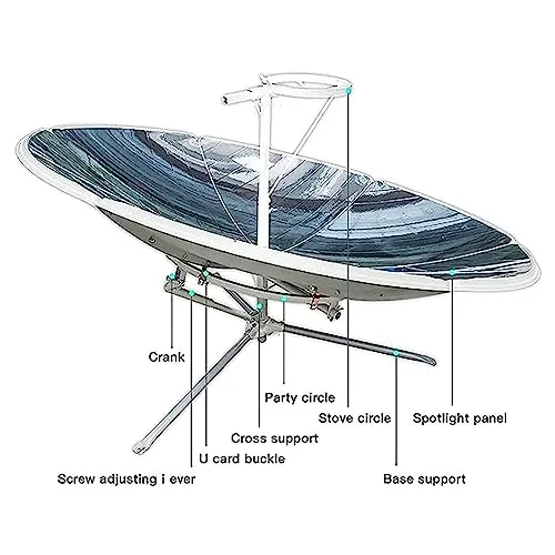 1800 W Concentration Solar Cooker,High Efficiency Parabolic Solar Oven,Outdoor Camping Barbecue,Food Concentration Tool,Durable,No Training Required