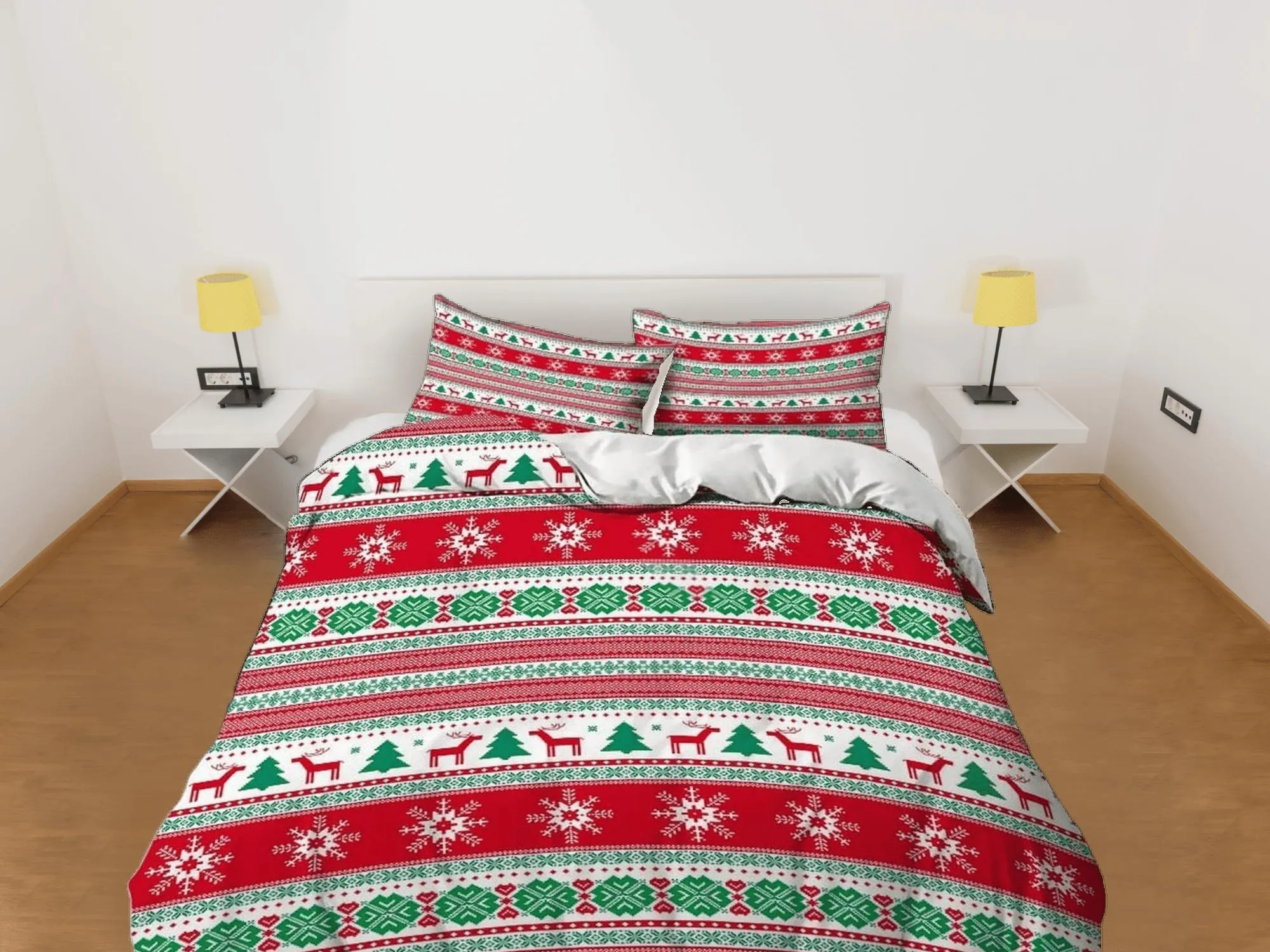 1950s ugly Christmas sweater inspired bedding & pillowcase holiday gift duvet cover king queen toddler bedding baby Christmas farmhouse