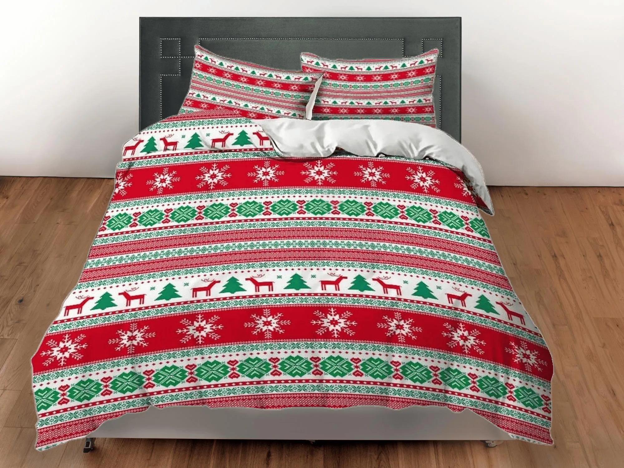 1950s ugly Christmas sweater inspired bedding & pillowcase holiday gift duvet cover king queen toddler bedding baby Christmas farmhouse