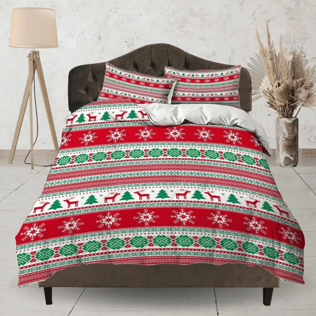 1950s ugly Christmas sweater inspired bedding & pillowcase holiday gift duvet cover king queen toddler bedding baby Christmas farmhouse