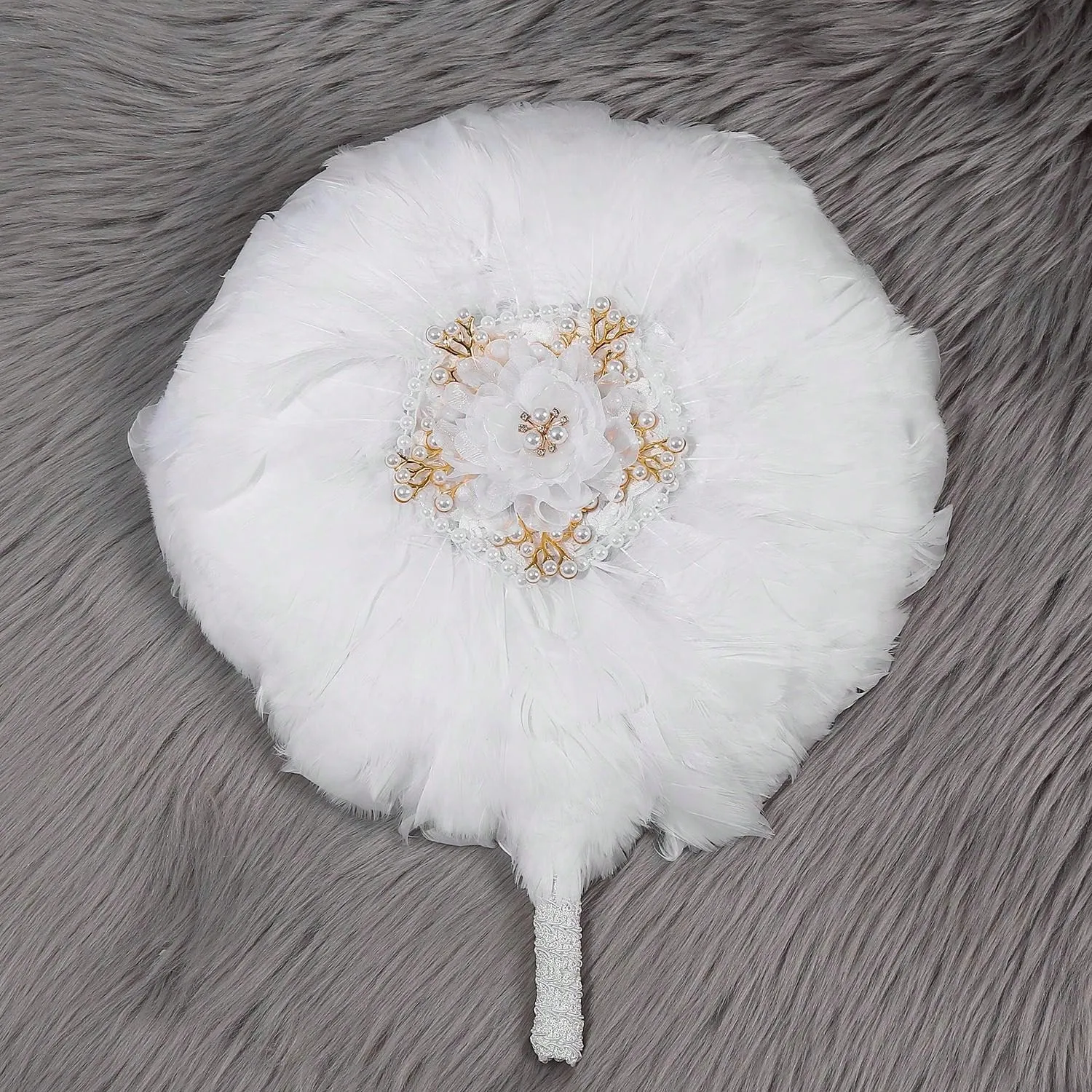 1pc Wedding Feather Love Photography Prop Beautiful Bride Flower Fan