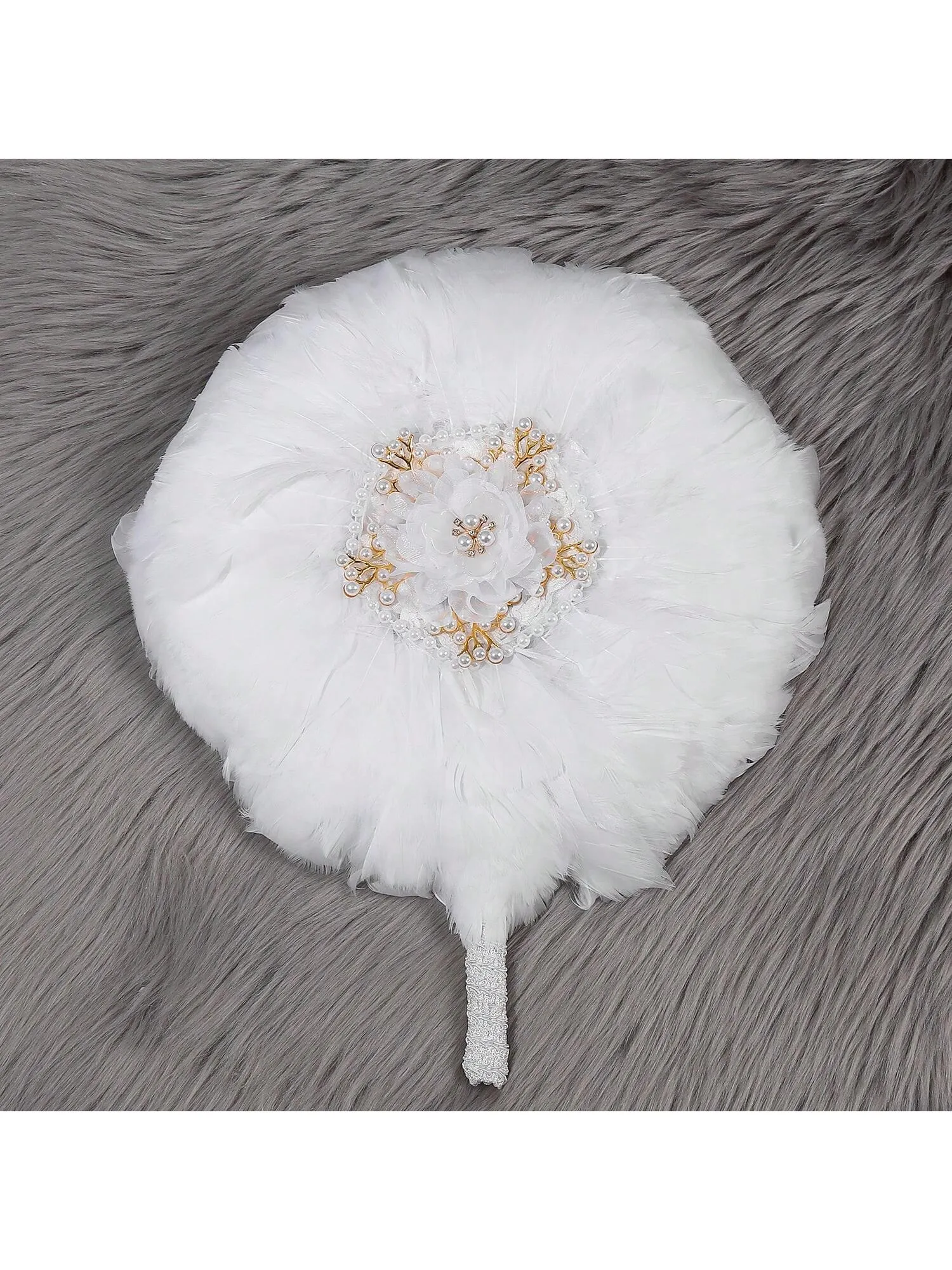 1pc Wedding Feather Love Photography Prop Beautiful Bride Flower Fan