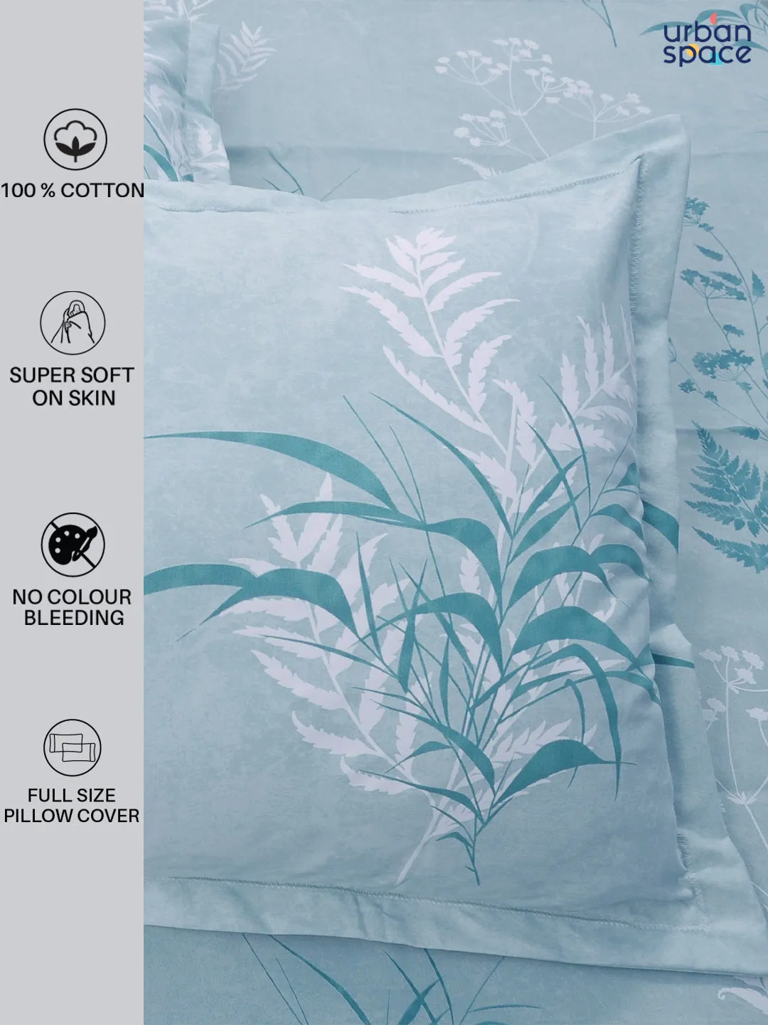 220 TC 100% Cotton Printed Bedsheet for Double Bed with 2 Pillow Covers ( Double / Single / King Size Bedsheet)  - Summer Bloom Blue