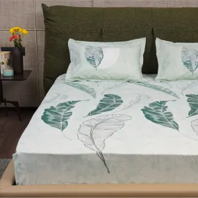 220 TC 100% Cotton Single Printed Bedsheet with Pillow Covers - Sweet Cherry Aqua Green