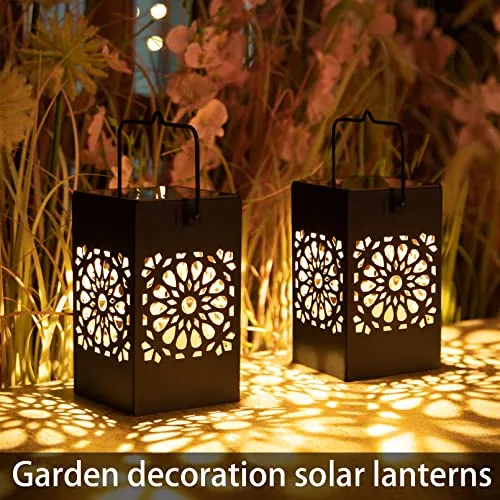 2PACK Solar Lanterns Hanging Outdoor Solar Lights , Decorative Garden Light IP65 Waterproof Landscape Lighting for Garden Patio Courtyard Lawn for Yard Tree Fence