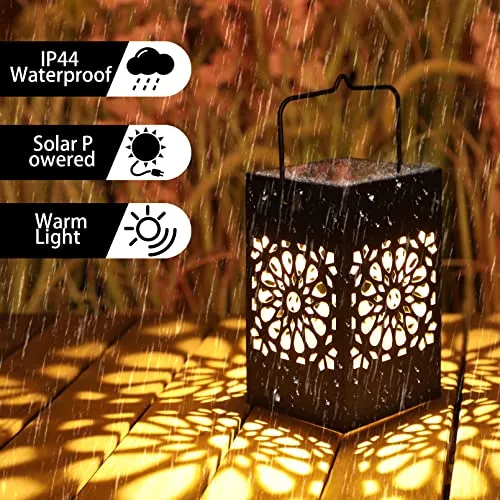 2PACK Solar Lanterns Hanging Outdoor Solar Lights , Decorative Garden Light IP65 Waterproof Landscape Lighting for Garden Patio Courtyard Lawn for Yard Tree Fence