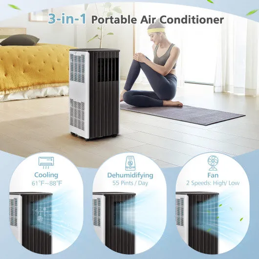 3-in-1 10000 BTU Air Conditioner with Humidifier and Smart Sleep Mode-Black