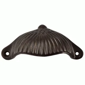 4 1/8 Inch Solid Brass Art Deco Fan Cup Pull (Oil Rubbed Bronze Finish)