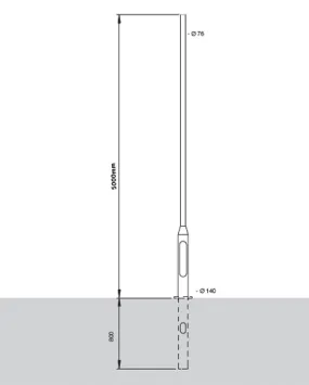 5 Meter Tubular Steel Rooted Column