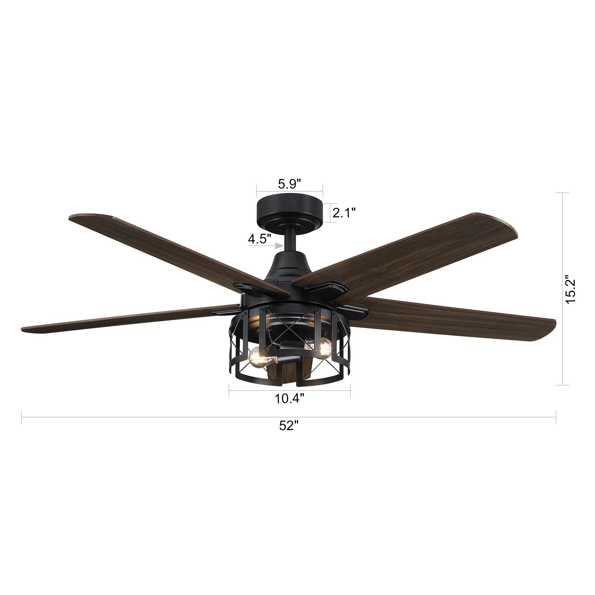 52" Kolkata Industrial Downrod Mount Reversible Ceiling Fan with Lighting and Remote Control