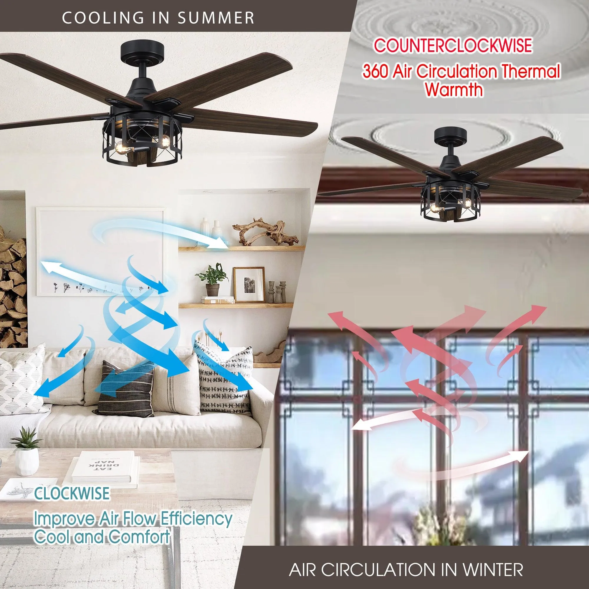 52" Kolkata Industrial Downrod Mount Reversible Ceiling Fan with Lighting and Remote Control