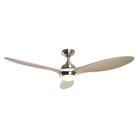 56" Bernardino Modern Brushed Nickel DC Motor Downrod Mount Reversible Ceiling Fan with Lighting and Remote Control