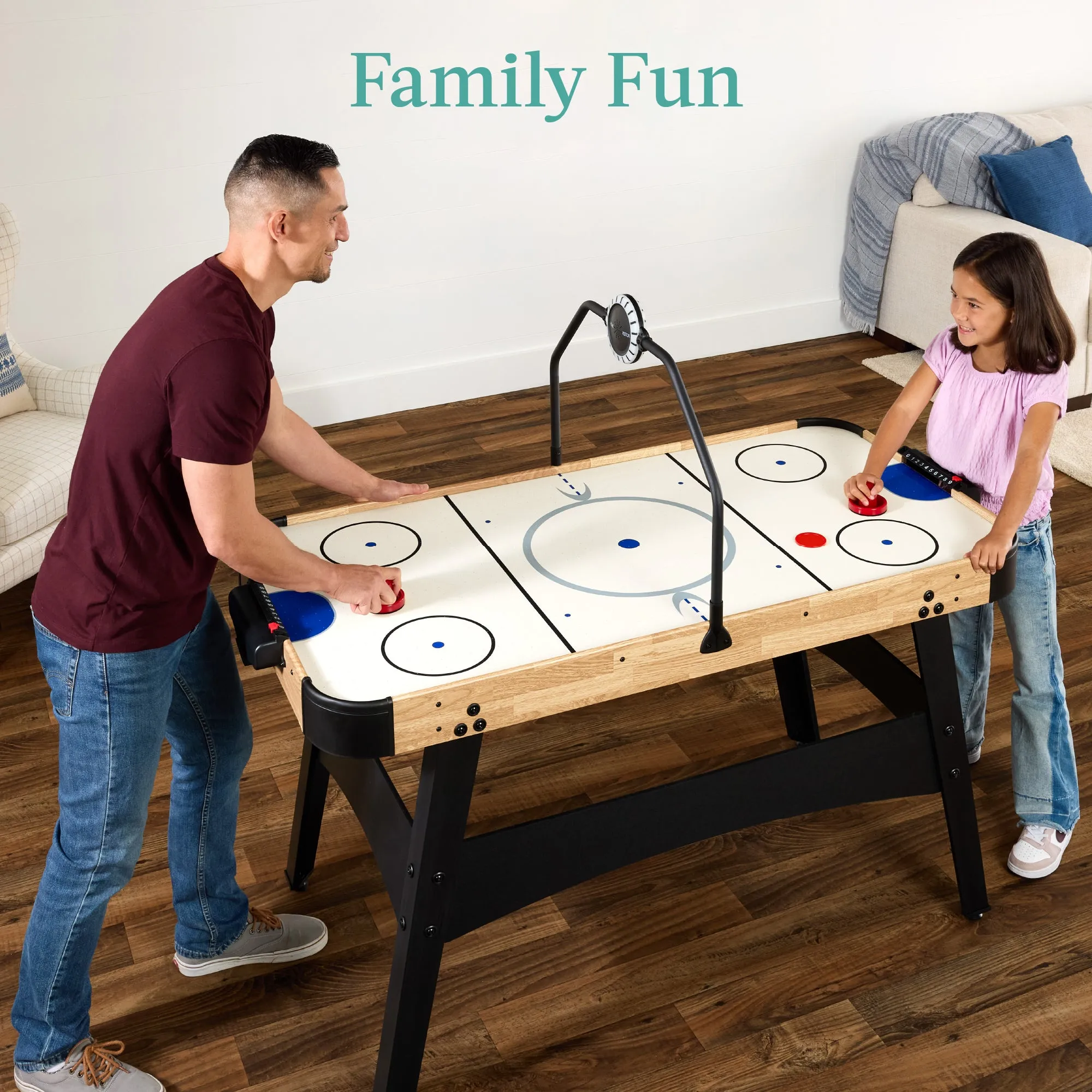 Air Hockey Game Table w/ LED Lights, Scoreboard, Powerful Motor - 54in