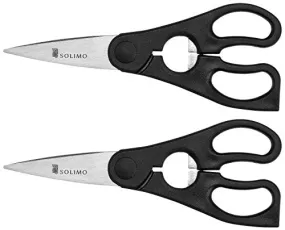 Amazon Brand - Solimo Premium High-Carbon Stainless Steel Small Detachable Kitchen Shears Set, Set of 2, Silver