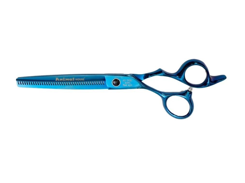 Animal House Prof. Series 7" Single Sided 40 Tooth Thinning/Blending Shear – LEFT HANDED - BLUE (WH)