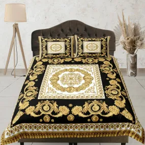 Baroque Gold Luxury Duvet Cover Set Aesthetic Bedding Set Full Victorian Decor,