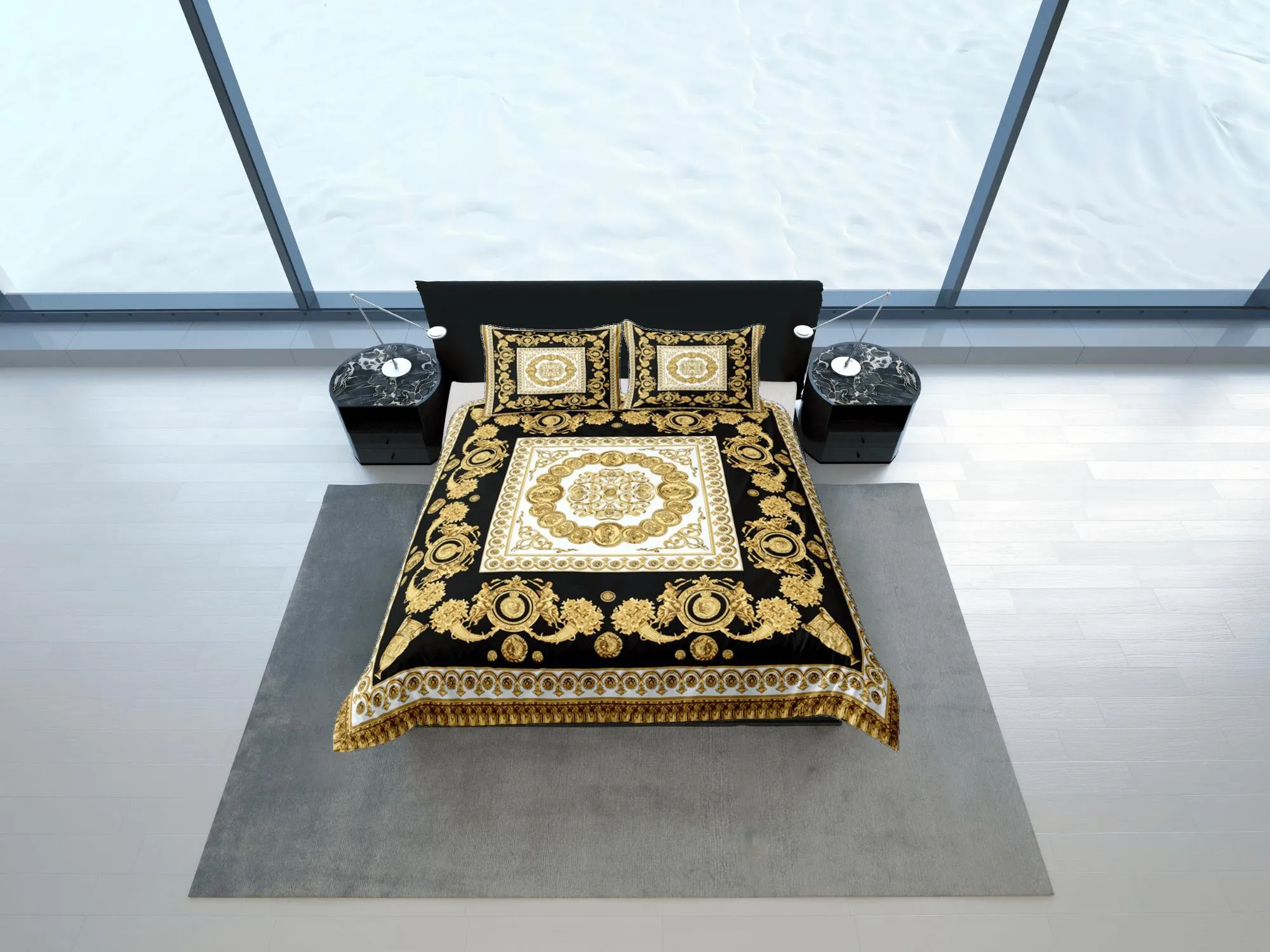 Baroque Gold Luxury Duvet Cover Set Aesthetic Bedding Set Full Victorian Decor,