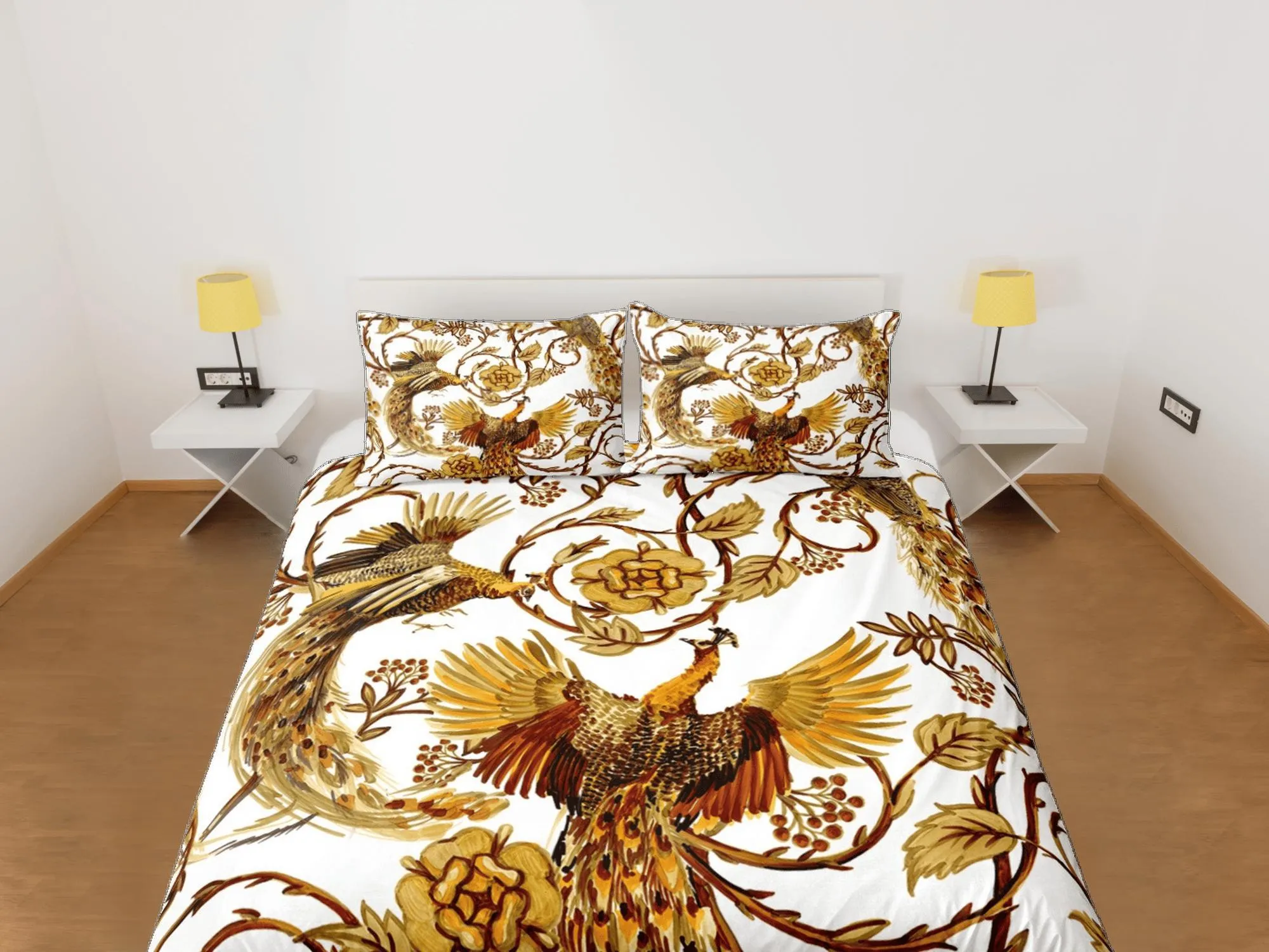 Baroque Golden Bird Luxury Duvet Cover Set Aesthetic Bedding Set Full Victorian Decor