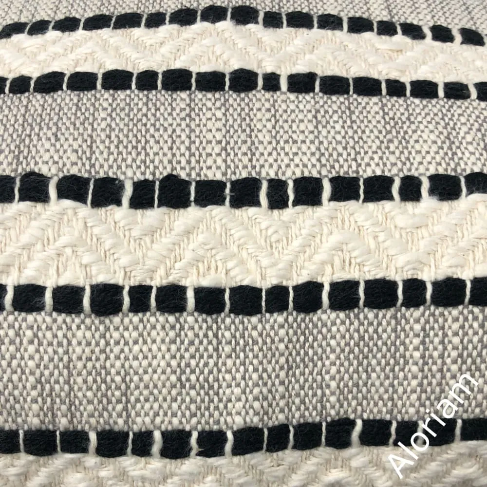 Bauer Black Ivory Textured Stripe Pillow Cover