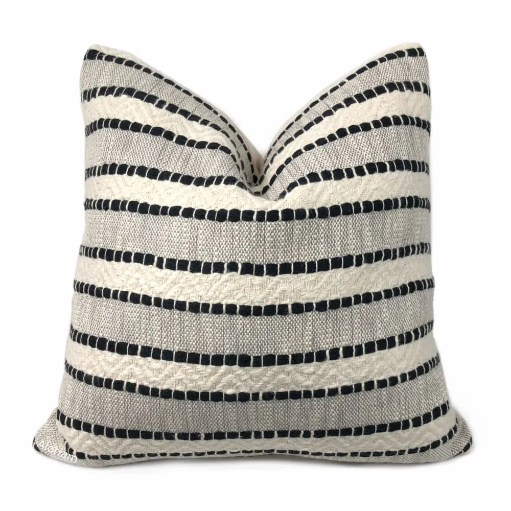 Bauer Black Ivory Textured Stripe Pillow Cover