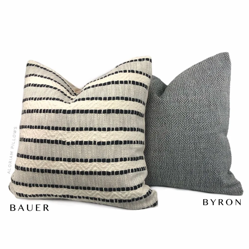 Bauer Black Ivory Textured Stripe Pillow Cover