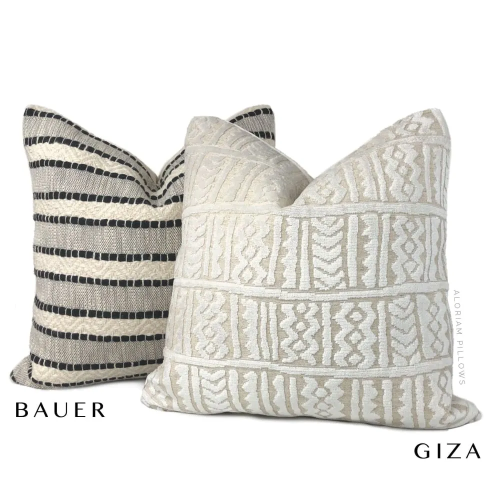 Bauer Black Ivory Textured Stripe Pillow Cover