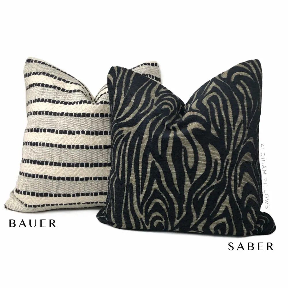 Bauer Black Ivory Textured Stripe Pillow Cover