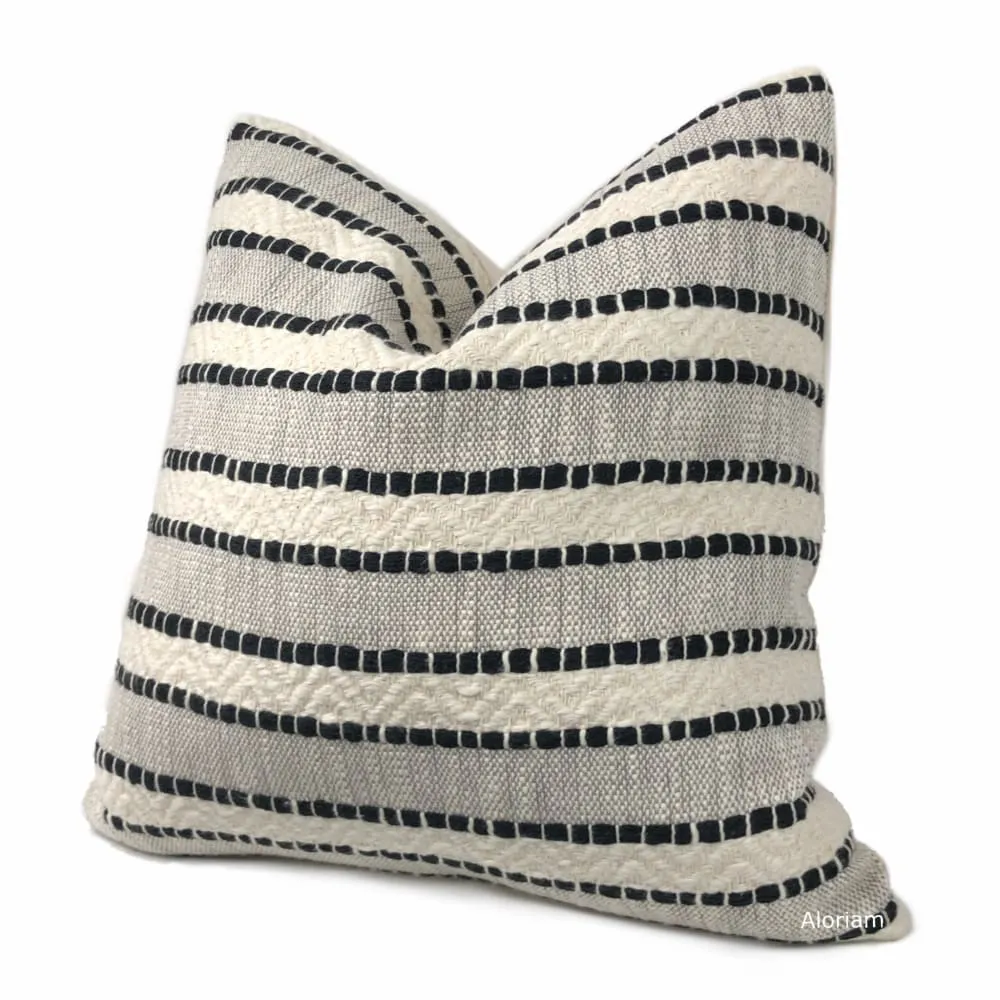 Bauer Black Ivory Textured Stripe Pillow Cover