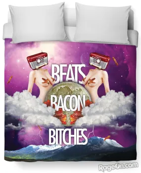 Beats Bacon Bitches Duvet Cover