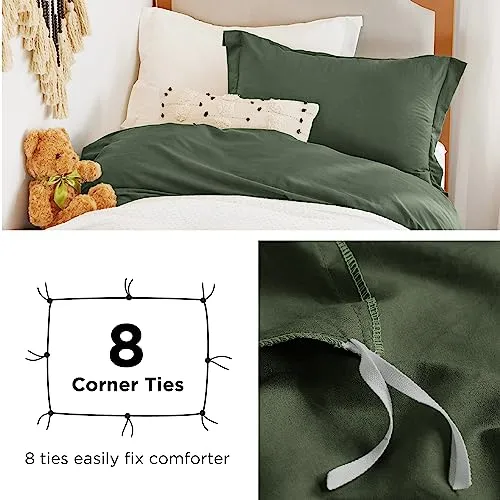 Bedsure Twin/Twin XL Duvet Cover Dorm Bedding - Soft Prewashed Olive Green Twin/Twin Extra Long Duvet Cover Set, Includes 1 Duvet Cover with Zipper Closure & 1 Pillow Sham, Comforter NOT Included