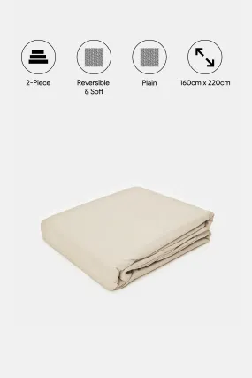 Beige 2 Piece Duvet Cover Set (Single Size)