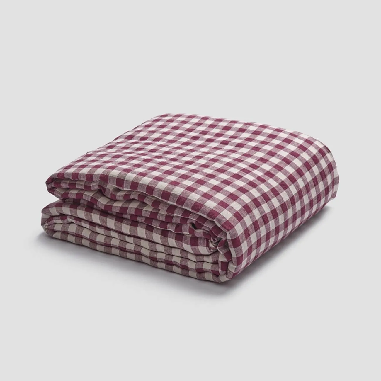 Berry Gingham Linen Blend Duvet Cover