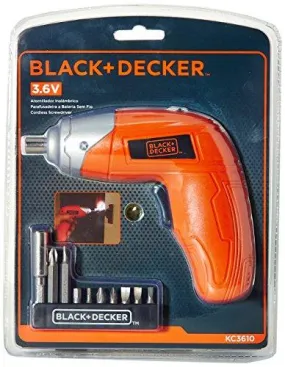 BLACK DECKER KC3610 3.6V NiCd Cordless Screw Driver Kit (Orange, 10- Accessories included)