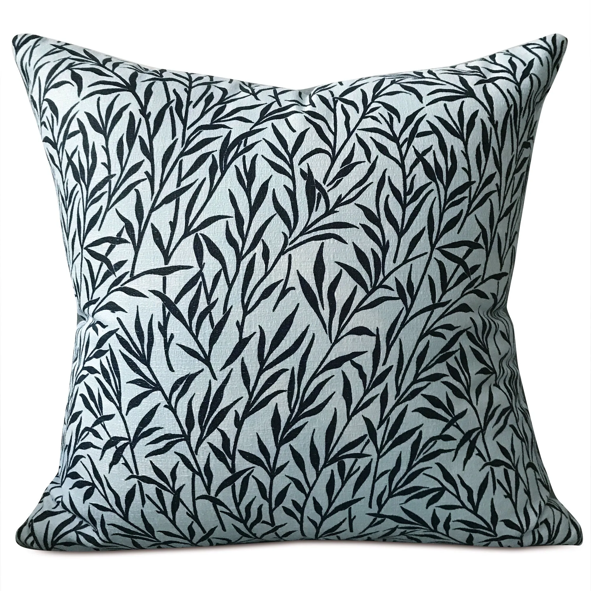 Blue Coastal Botanical Woven Leaves Throw Pillow Cover 18x18