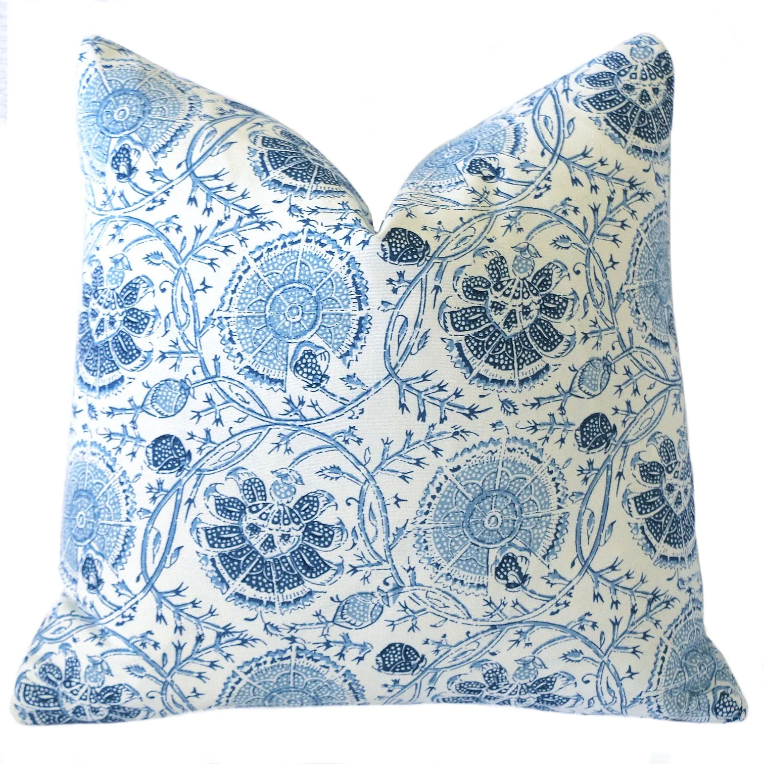 Blue Floral or Striped Pillow Cover / Hand Block Printed Pillow Covers