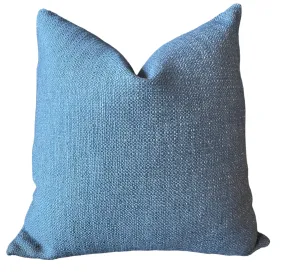 Blue Grey Solid Woven Pillow / Chenille Decorative Throw Pillow Cover / Denim Blue Heavy Woven Textured Pillow Cover