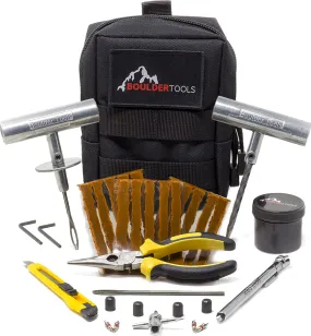 Boulder Tools - Compact Tire Repair kit with Molle Storage Pouch. Heavy Duty Universal