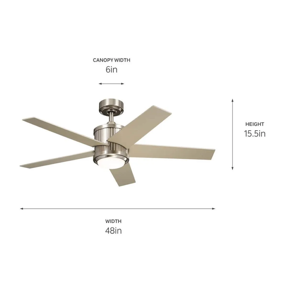 Brahm 48 Inch Brushed Stainless Steel LED Indoor Ceiling Fan with Remote