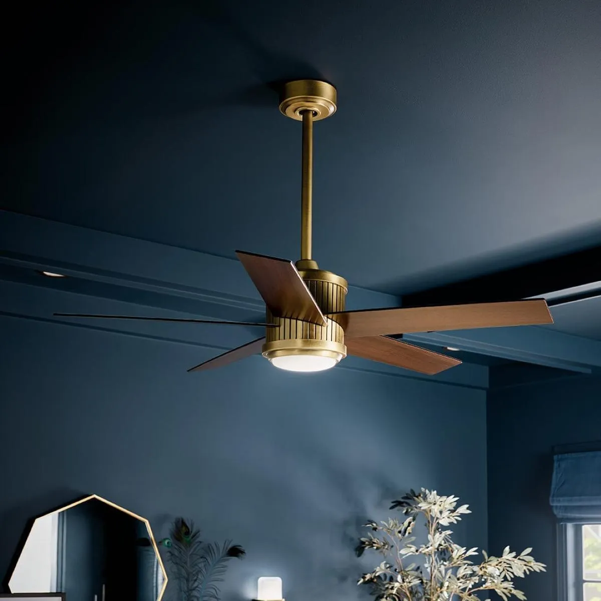 Brahm 48 Inch Natural Brass LED Indoor Ceiling Fan with Remote