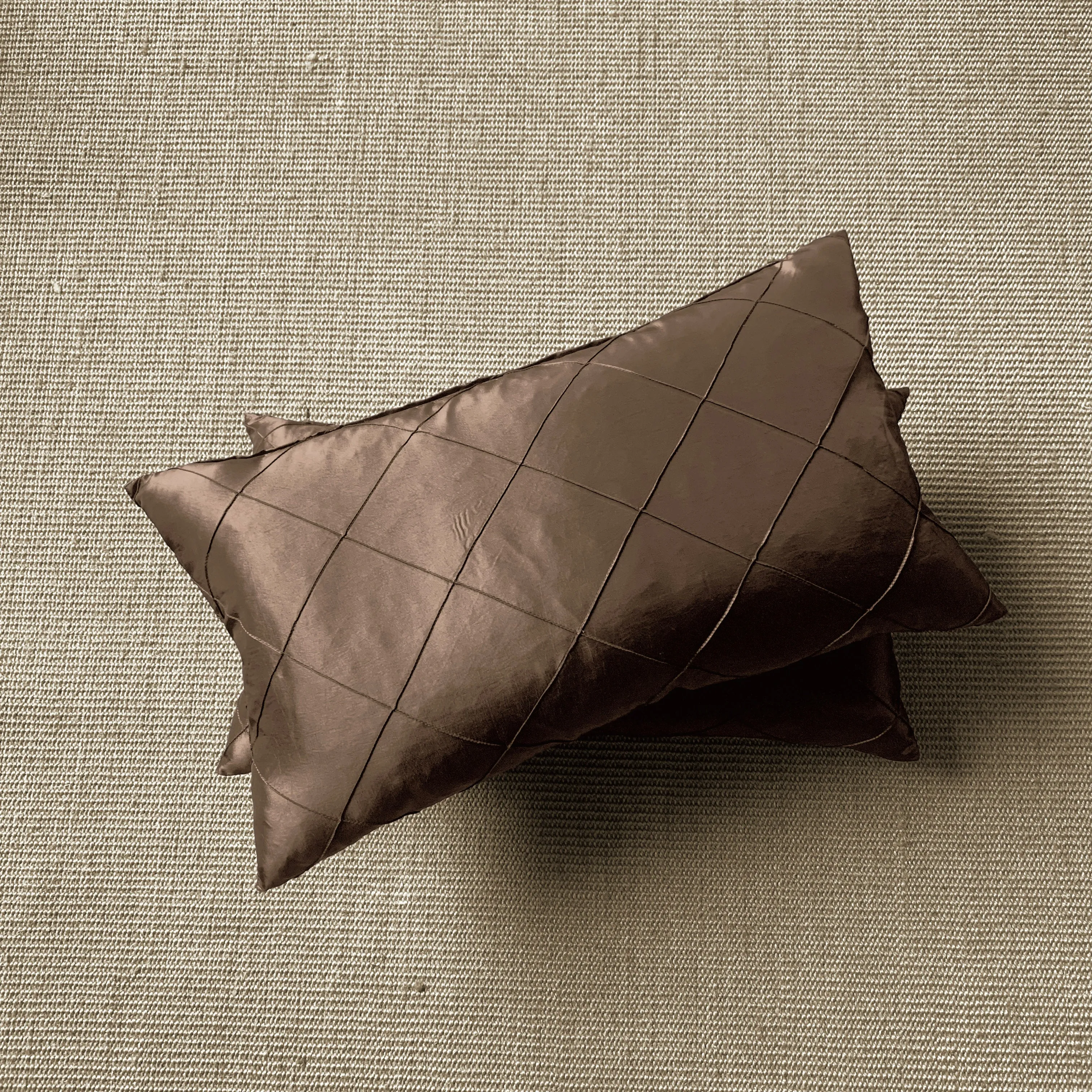 Bronze Pintuck Lumbar Pillow Cover 15x26