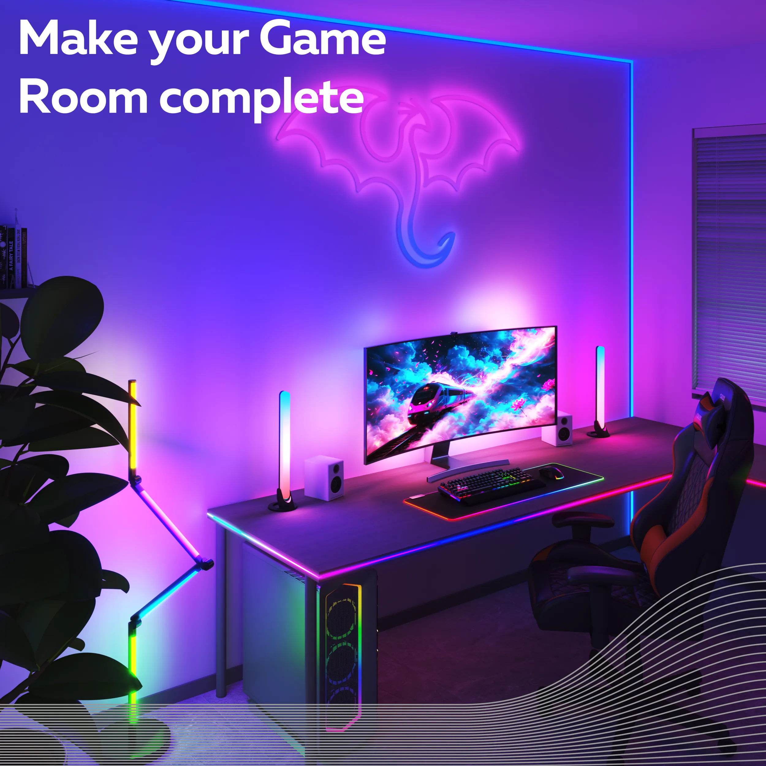 Calex Gaming LED Strip Light for Monitor - Razer Chroma Compatible - 110cm