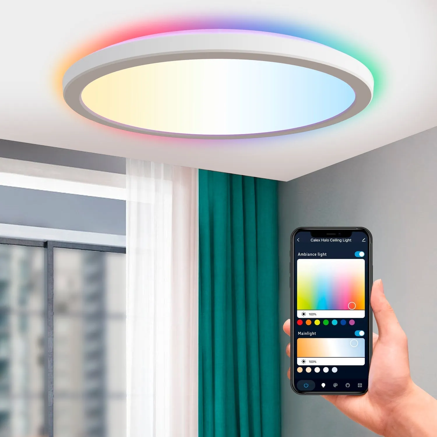 Calex Smart Halo LED Ceiling Lamp White - 40cm - RGB Warm White - 25W