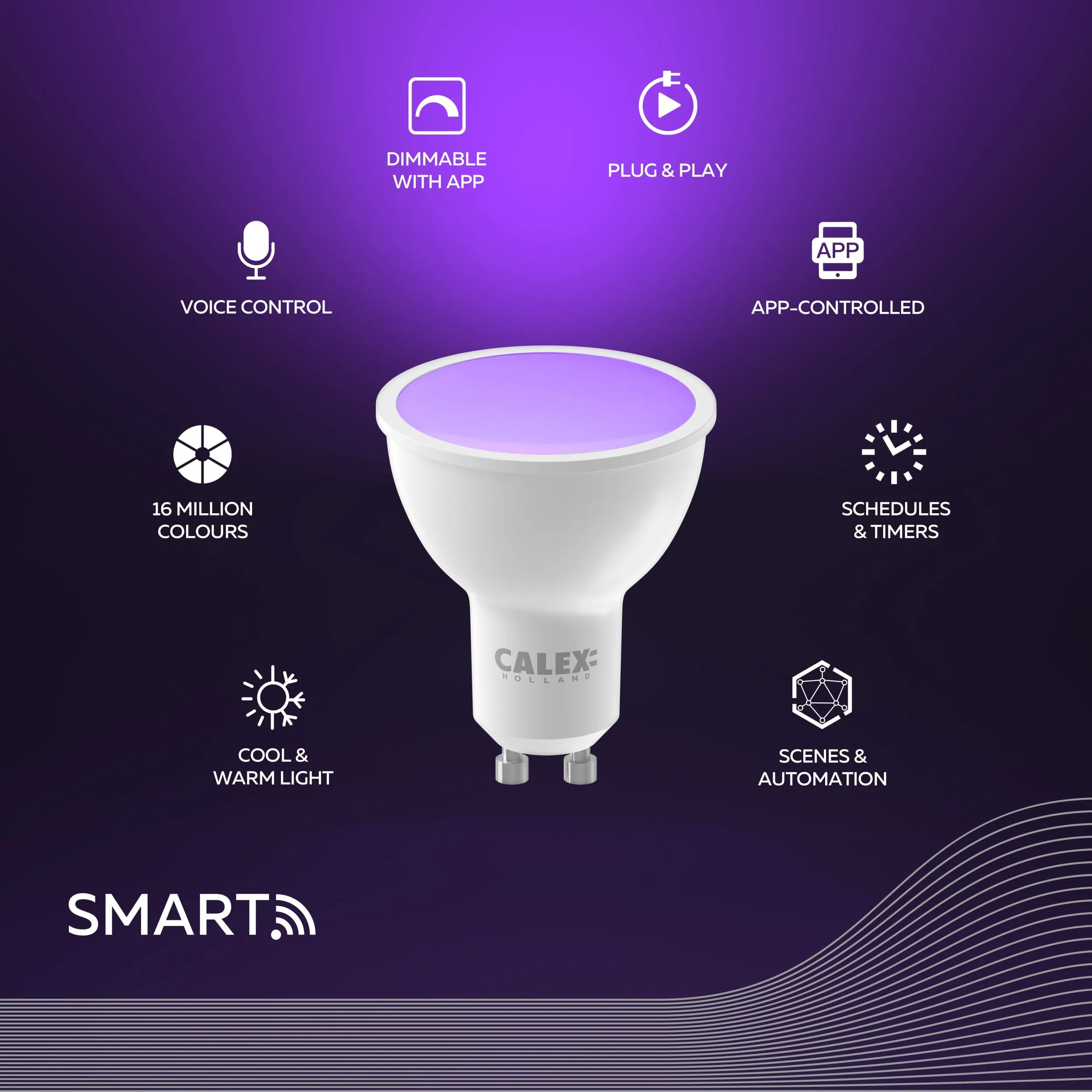 Calex Smart LED Lamp - GU10 - Wifi Light Source - RGB   Warm White Light - 4.9W